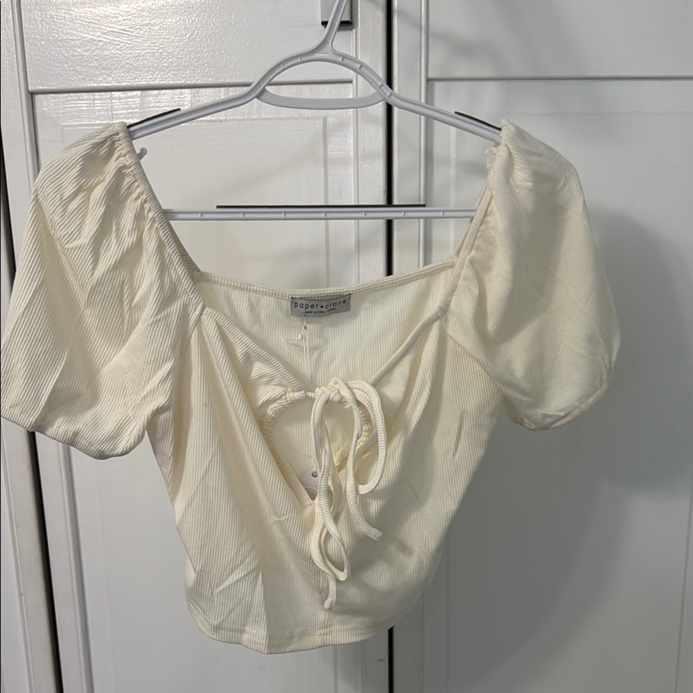 NWT Paper Crane Cream Puff Short Sleeve Top Medium